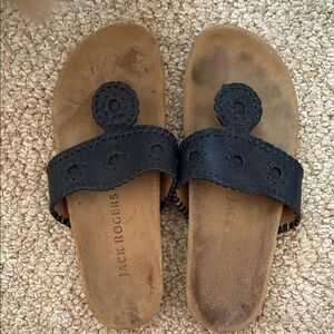 Jack Rogers Navy Leather Slide Sandals